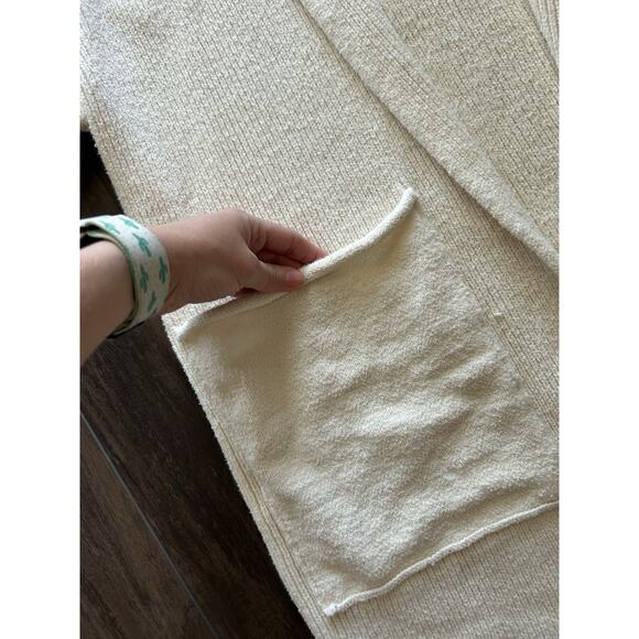 Free People By the Campfire Ivory Oversized Long Sleeve Boho Cardigan Sz M - Picture 5 of 7